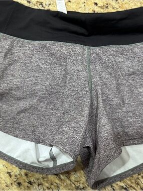 lululemon athletica Heather Gray and Black Athletic Shorts 4 Tall